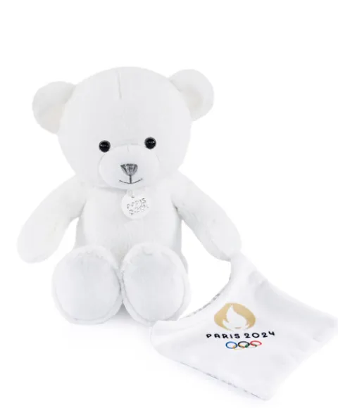 Doudou et Compagnie Ours en peluche blanc avec doudou paris 2024 - 25 cm