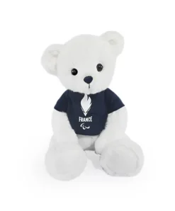 Doudou et Compagnie Ours en peluche blanc avec T-shirt Equipe de France - 30 cm