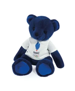 Doudou et Compagnie Ours en peluche bleu avec T-shirt Equipe de France - 30 cm
