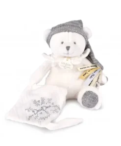 Doudou et Compagnie Ours en peluche Gris attache-sucette - 20 cm - Collection Anniversaire