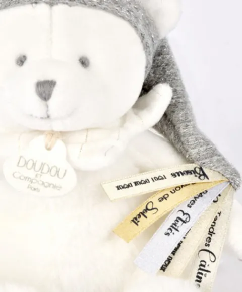 Doudou et Compagnie Ours en peluche Gris attache-sucette - 20 cm - Collection Anniversaire