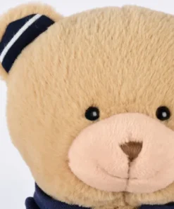 Doudou et Compagnie Ours en peluche marron avec sweat marine Champs Elysees - 28 cm