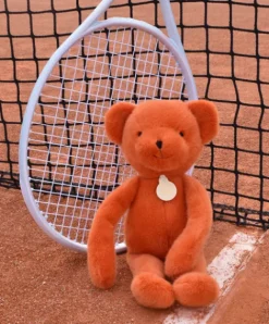 Doudou et Compagnie Ours en peluche Orange Terracotta - Roland Garros- 40 cm - Fabriqué en France