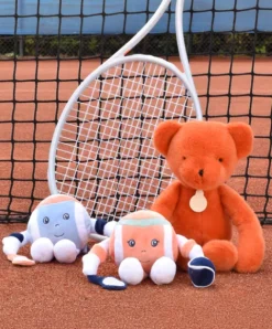 Doudou et Compagnie Ours en peluche Orange Terracotta - Roland Garros- 40 cm - Fabriqué en France