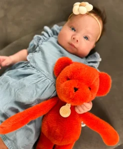 Doudou et Compagnie Ours en peluche Orange Terracotta - Roland Garros- 40 cm - Fabriqué en France