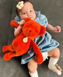 Doudou et Compagnie Ours en peluche Orange Terracotta - Roland Garros- 40 cm - Fabriqué en France