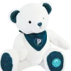 Doudou et Compagnie Ours en peluche Premium blanc avec bandana Paris 2024 - 37 cm
