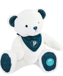 Doudou et Compagnie Ours en peluche Premium blanc avec bandana Paris 2024 - 37 cm