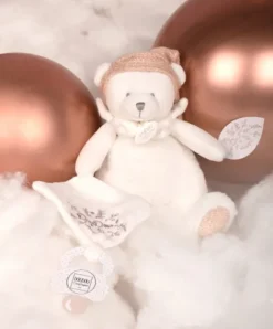 Doudou et Compagnie Ours en peluche Rose attache-sucette - 20 cm - Collection Anniversaire