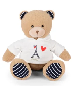 Doudou et Compagnie Ours Peluche Sweat Tour Eiffel 28 cm : Souvenir Paris