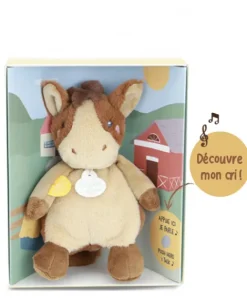 Doudou et Compagnie Peluche cheval - 17 cm - DOUDOU de la ferme avec boite sonore