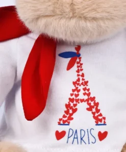 Doudou et Compagnie Peluche chien marron clair T Shirt Tour Eiffel - 26 cm