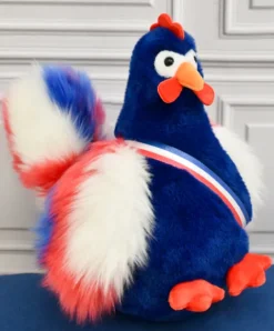Doudou et Compagnie Peluche coq bleu marine - 24 cm - Fabriqué en France