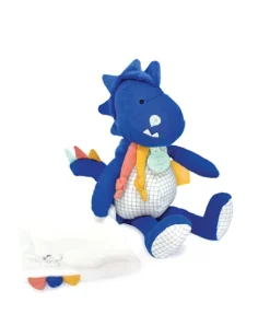 Doudou et Compagnie Peluche de dinosaure bleu avec doudou - Sashou - 25 cm