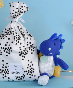 Doudou et Compagnie Peluche de dinosaure bleu avec doudou - Sashou - 25 cm