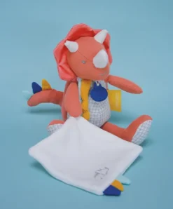 Doudou et Compagnie Peluche de dinosaure orange avec doudou - Lou - 25 cm