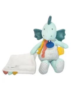 Doudou et Compagnie Peluche de dinosaure vert avec doudou - Filou - 25 cm