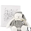 Doudou et Compagnie Peluche eveil Bébé Ours Gris - 30 cm - Collection Anniversaire