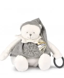 Doudou et Compagnie Peluche eveil Bébé Ours Gris - 30 cm - Collection Anniversaire