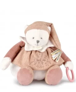 Doudou et Compagnie Peluche eveil Bébé Ours Rose - 30 cm - Collection Anniversaire