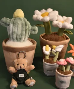 Doudou et Compagnie Peluche fleur- Cactus vert 25 cm