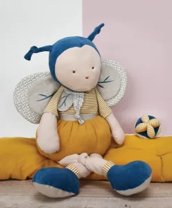 Doudou et Compagnie Peluche géante Pollen l'abeille en coton BIO - 90 cm