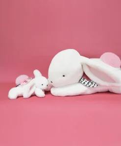 Doudou et Compagnie Peluche géante XXL Lapin rose - Happy Blush - 80 cm