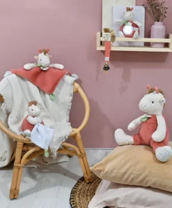 Doudou et Compagnie Peluche girafe avec doudou mouchoir - 15 cm