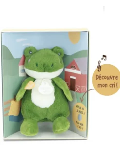 Doudou et Compagnie Peluche grenouille - 17 cm - DOUDOU de la ferme avec boite sonore