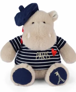 Doudou et Compagnie Peluche Hippopotame avec Béret et Marinière - 26 cm