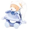 Doudou et Compagnie Peluche hochet ours Petit chou - Bleu - 19 cm