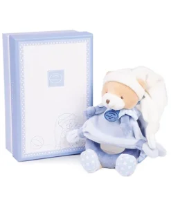 Doudou et Compagnie Peluche hochet ours Petit chou - Bleu - 19 cm