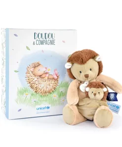 Doudou et Compagnie Peluche Hérisson avec bébé - 25 cm - Unicef