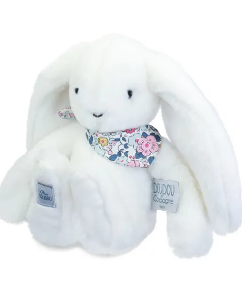 Doudou et Compagnie Peluche lapin blanc 25 cm - Lapin Fleurette