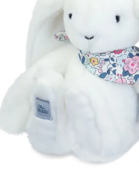 Doudou et Compagnie Peluche lapin blanc 25 cm - Lapin Fleurette
