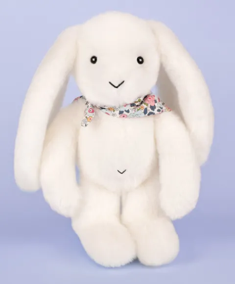 Doudou et Compagnie Peluche lapin blanc 25 cm - Lapin Fleurette