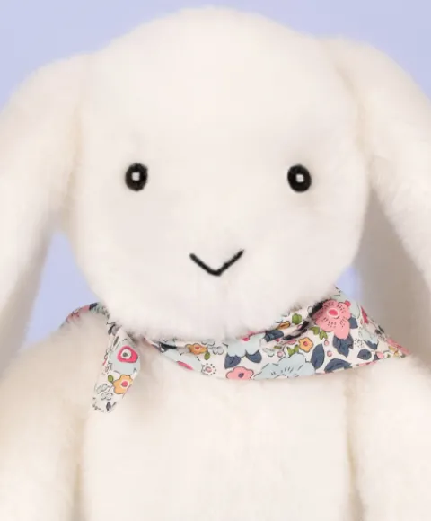 Doudou et Compagnie Peluche lapin blanc 25 cm - Lapin Fleurette