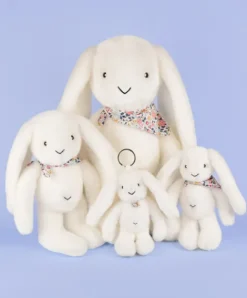 Doudou et Compagnie Peluche lapin blanc 25 cm - Lapin Fleurette