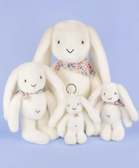 Doudou et Compagnie Peluche lapin blanc 25 cm - Lapin Fleurette
