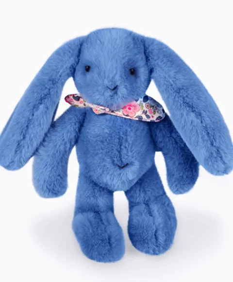 Doudou et Compagnie Peluche lapin bleu 25 cm - Lapin Fleurette