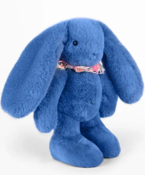 Doudou et Compagnie Peluche lapin bleu 25 cm - Lapin Fleurette