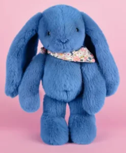 Doudou et Compagnie Peluche lapin Bleu 35 cm - Lapin Fleurette