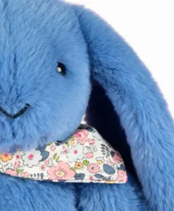 Doudou et Compagnie Peluche lapin Bleu 35 cm - Lapin Fleurette