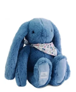 Doudou et Compagnie Peluche lapin Bleu 35 cm - Lapin Fleurette