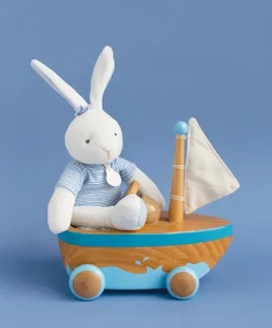 Doudou et Compagnie Peluche lapin matelot bleu - 25 cm