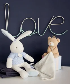 Doudou et Compagnie Peluche lapin matelot bleu - 25 cm