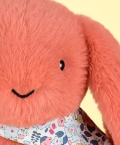 Doudou et Compagnie Peluche lapin Orange Terracotta 35 cm - Lapin Fleurette