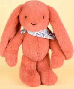 Doudou et Compagnie Peluche lapin Orange Terracotta 35 cm - Lapin Fleurette