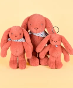 Doudou et Compagnie Peluche lapin Orange Terracotta 35 cm - Lapin Fleurette