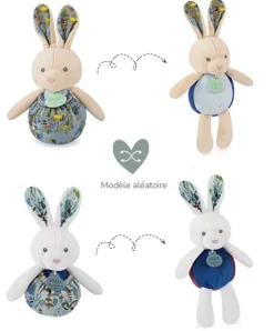 Doudou et Compagnie Peluche lapin Pâques pop-up - Bleu